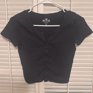 HOLLISTER black baby tee size Small with buttons